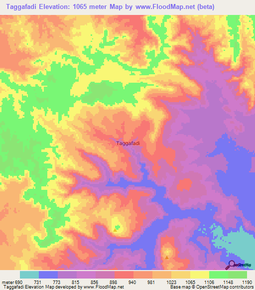 Taggafadi,Niger Elevation Map