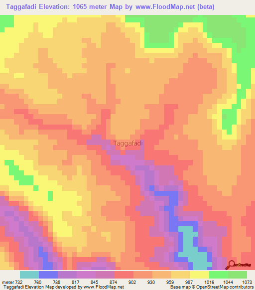 Taggafadi,Niger Elevation Map