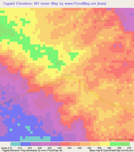 Tagalel,Niger Elevation Map