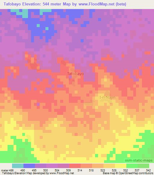 Tafobayo,Niger Elevation Map