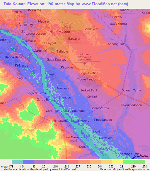 Tafa Kouara,Niger Elevation Map