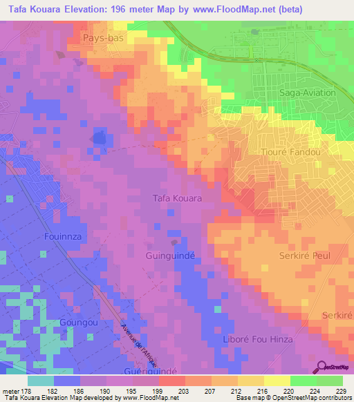 Tafa Kouara,Niger Elevation Map