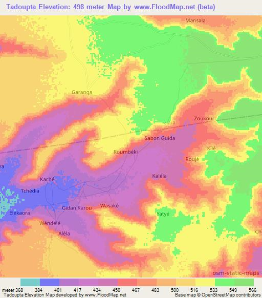 Tadoupta,Niger Elevation Map