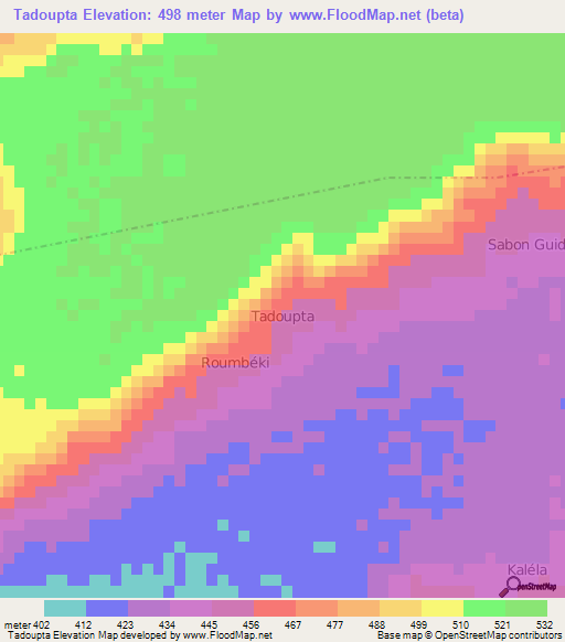 Tadoupta,Niger Elevation Map