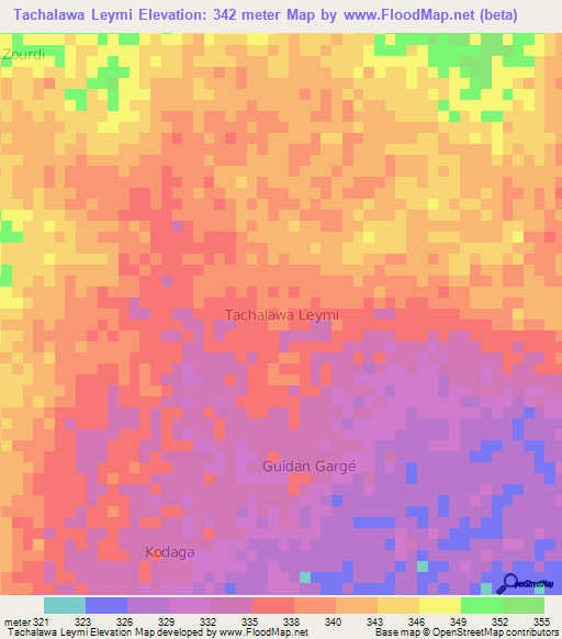 Tachalawa Leymi,Niger Elevation Map