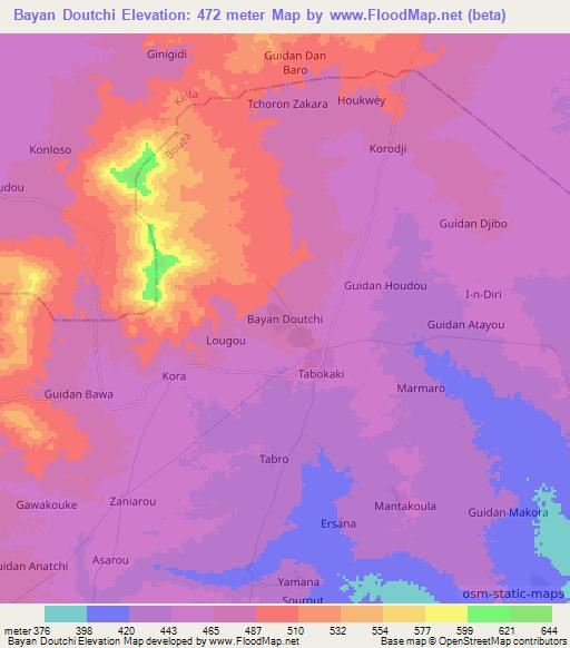 Bayan Doutchi,Niger Elevation Map
