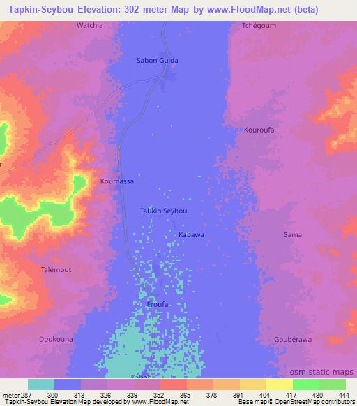 Tapkin-Seybou,Niger Elevation Map