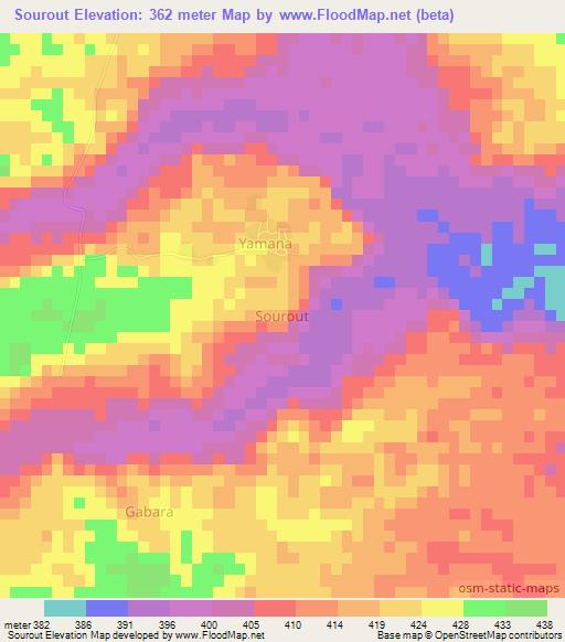 Sourout,Niger Elevation Map