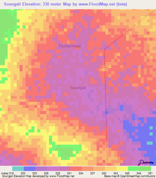 Soungali,Niger Elevation Map