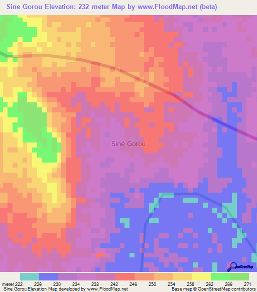 Sine Gorou,Niger Elevation Map