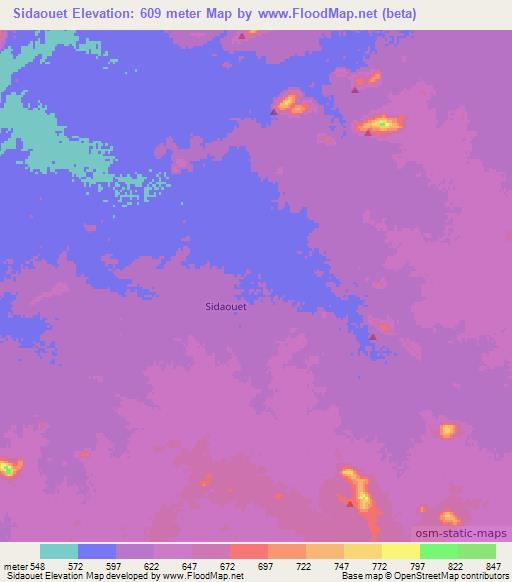 Sidaouet,Niger Elevation Map