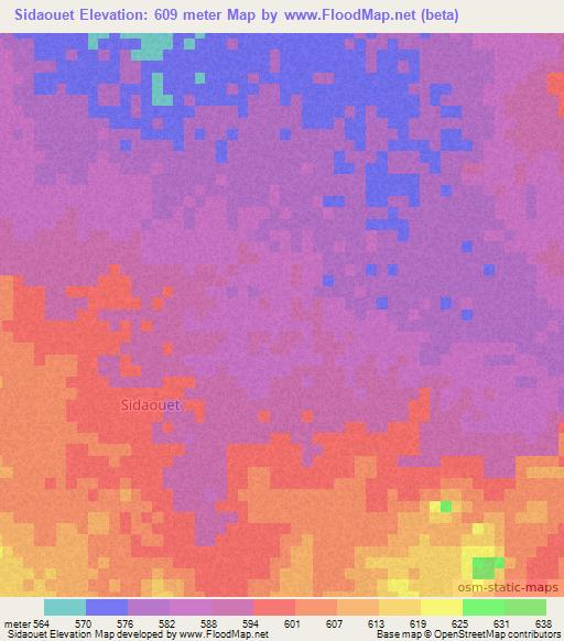 Sidaouet,Niger Elevation Map