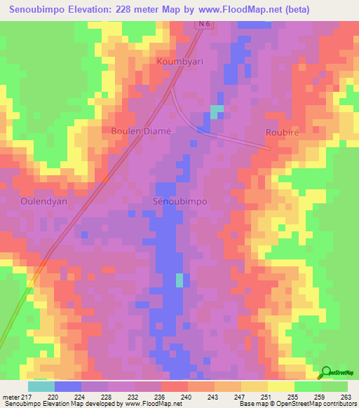 Senoubimpo,Niger Elevation Map