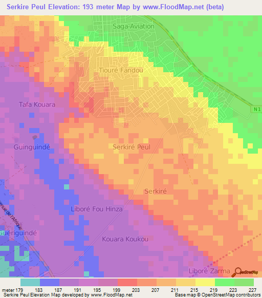 Serkire Peul,Niger Elevation Map