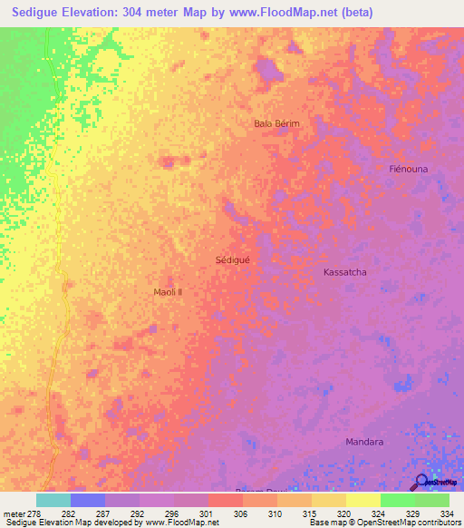 Sedigue,Niger Elevation Map