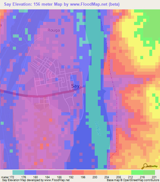 Say,Niger Elevation Map