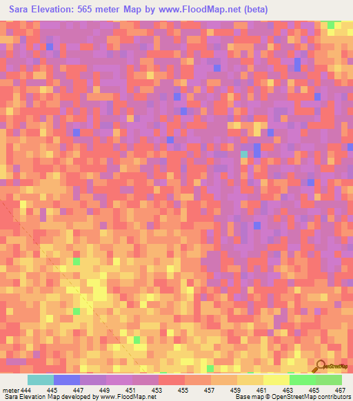 Sara,Niger Elevation Map