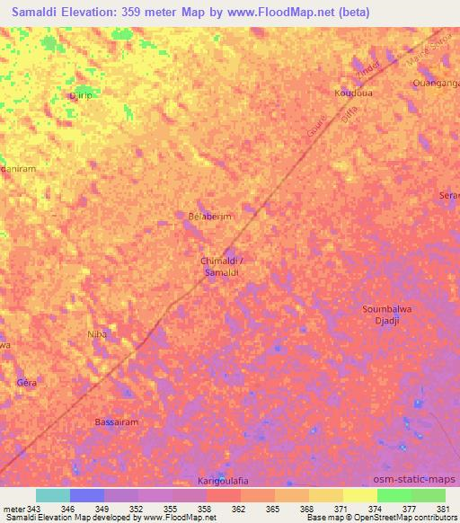 Samaldi,Niger Elevation Map