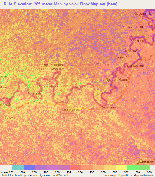 Rille,Niger Elevation Map