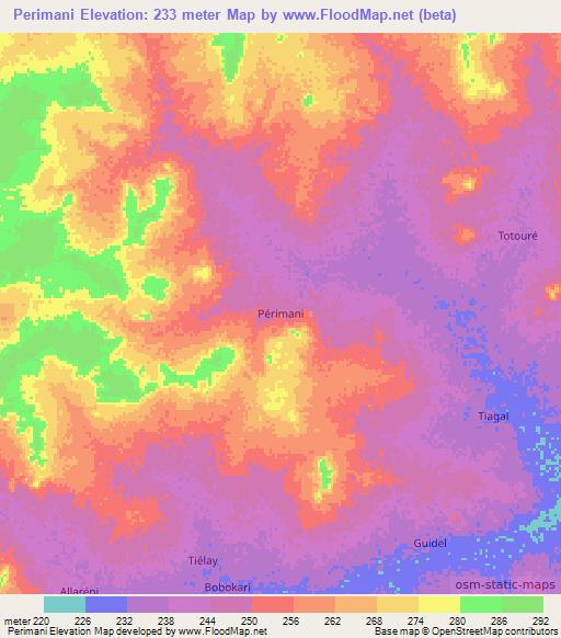 Perimani,Niger Elevation Map