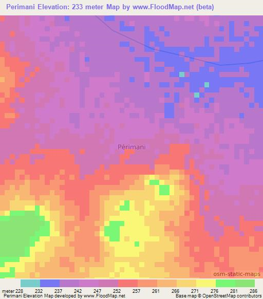 Perimani,Niger Elevation Map