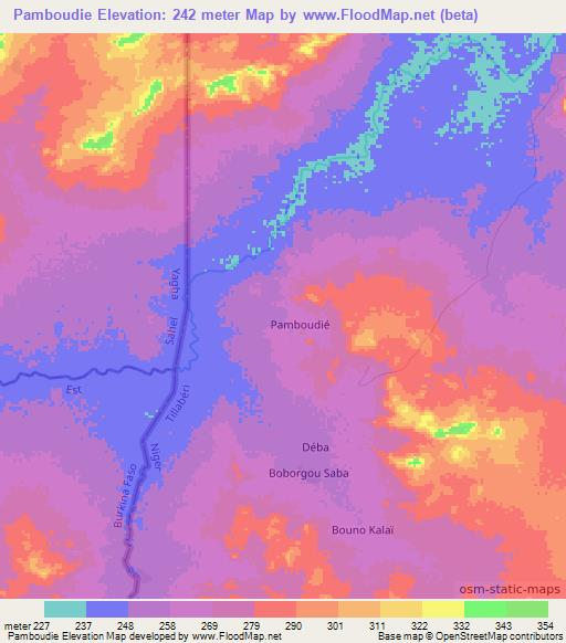 Pamboudie,Niger Elevation Map