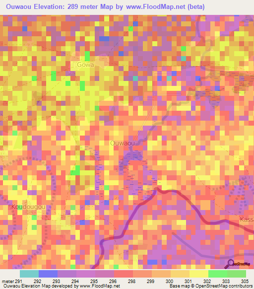 Ouwaou,Niger Elevation Map