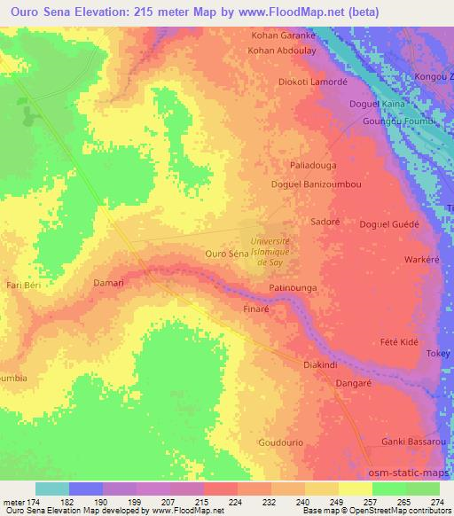 Ouro Sena,Niger Elevation Map