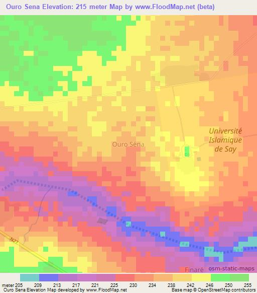 Ouro Sena,Niger Elevation Map