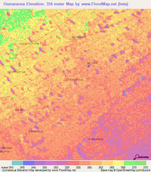 Oumaraoua,Niger Elevation Map