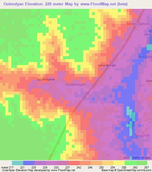 Oulendyan,Niger Elevation Map