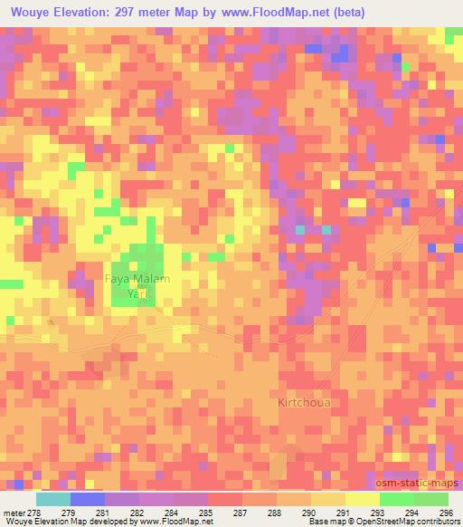 Wouye,Niger Elevation Map