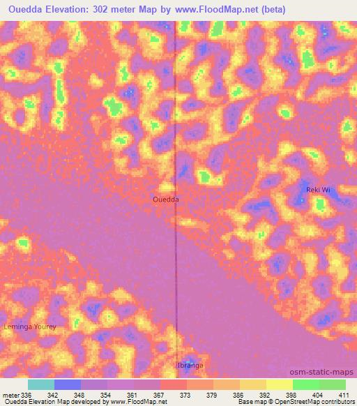 Ouedda,Niger Elevation Map