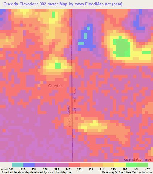 Ouedda,Niger Elevation Map