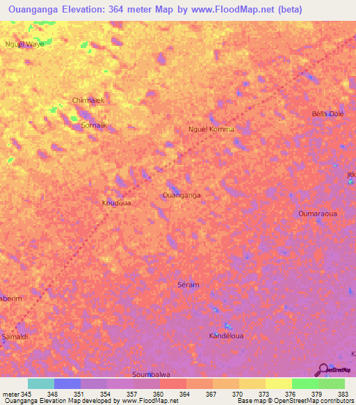 Ouanganga,Niger Elevation Map