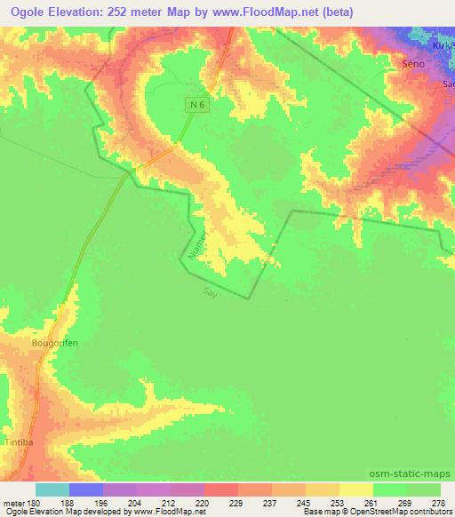 Ogole,Niger Elevation Map