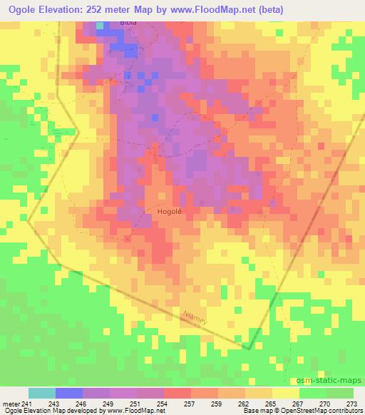 Ogole,Niger Elevation Map