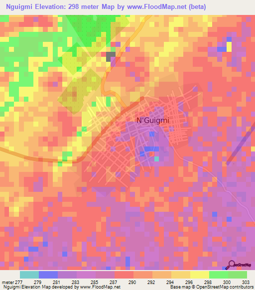 Nguigmi,Niger Elevation Map