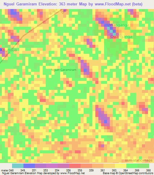 Nguel Garamiram,Niger Elevation Map