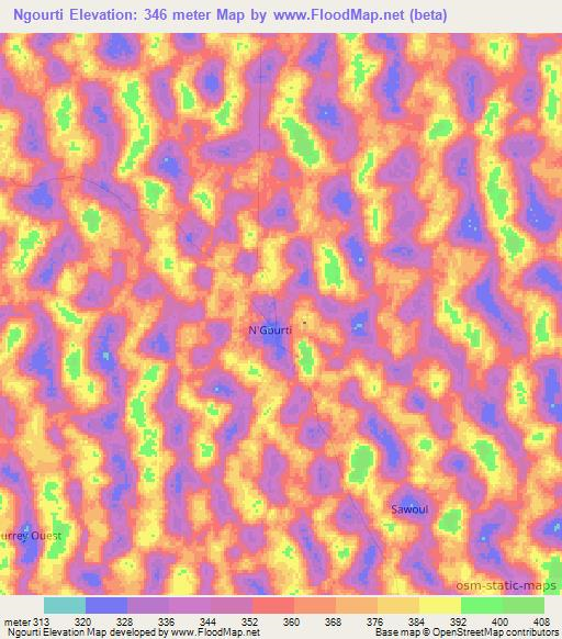Ngourti,Niger Elevation Map