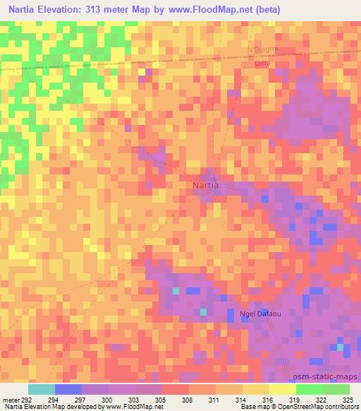 Nartia,Niger Elevation Map