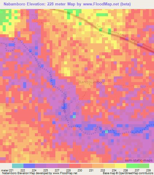 Nabamboro,Niger Elevation Map