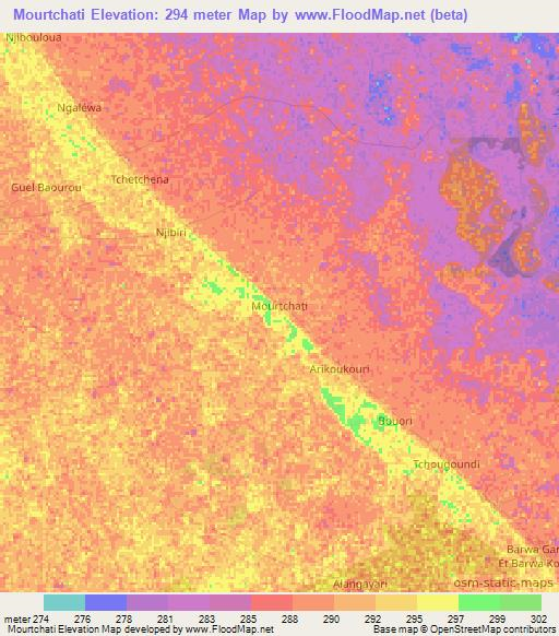 Mourtchati,Niger Elevation Map