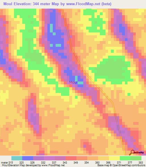 Moul,Niger Elevation Map