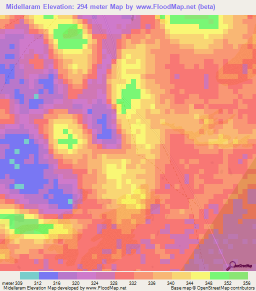 Midellaram,Niger Elevation Map