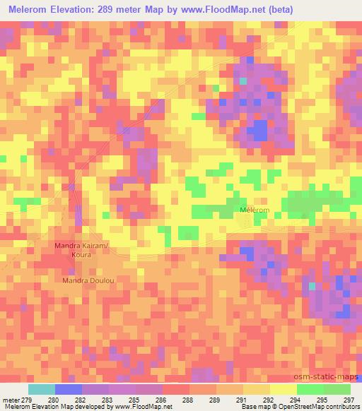 Melerom,Niger Elevation Map