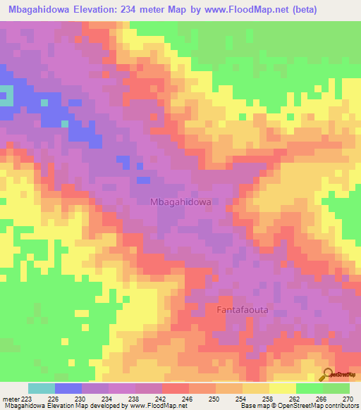 Mbagahidowa,Niger Elevation Map