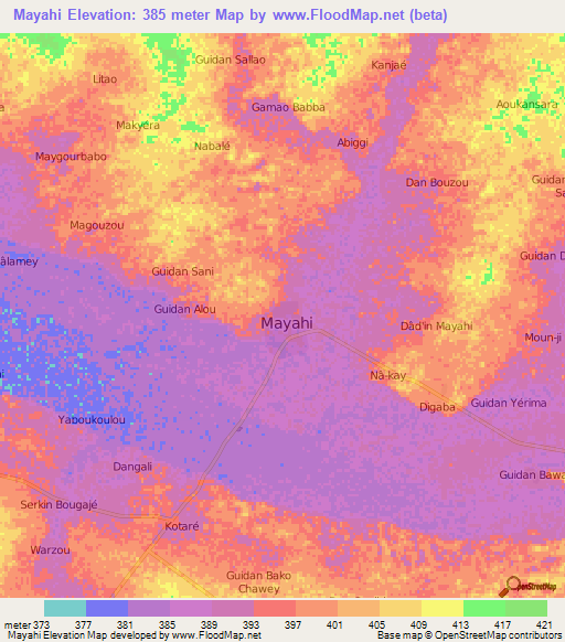 Mayahi,Niger Elevation Map