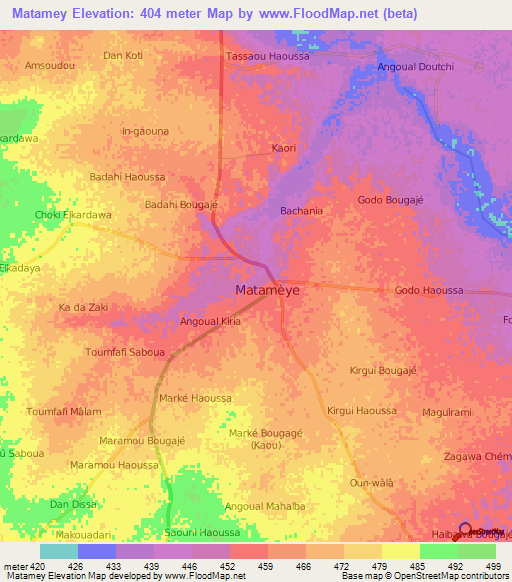 Matamey,Niger Elevation Map