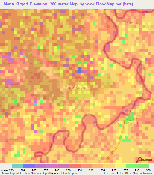 Maria Kirgari,Niger Elevation Map